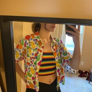 Colorful Fruit Print Button Down Shirt
